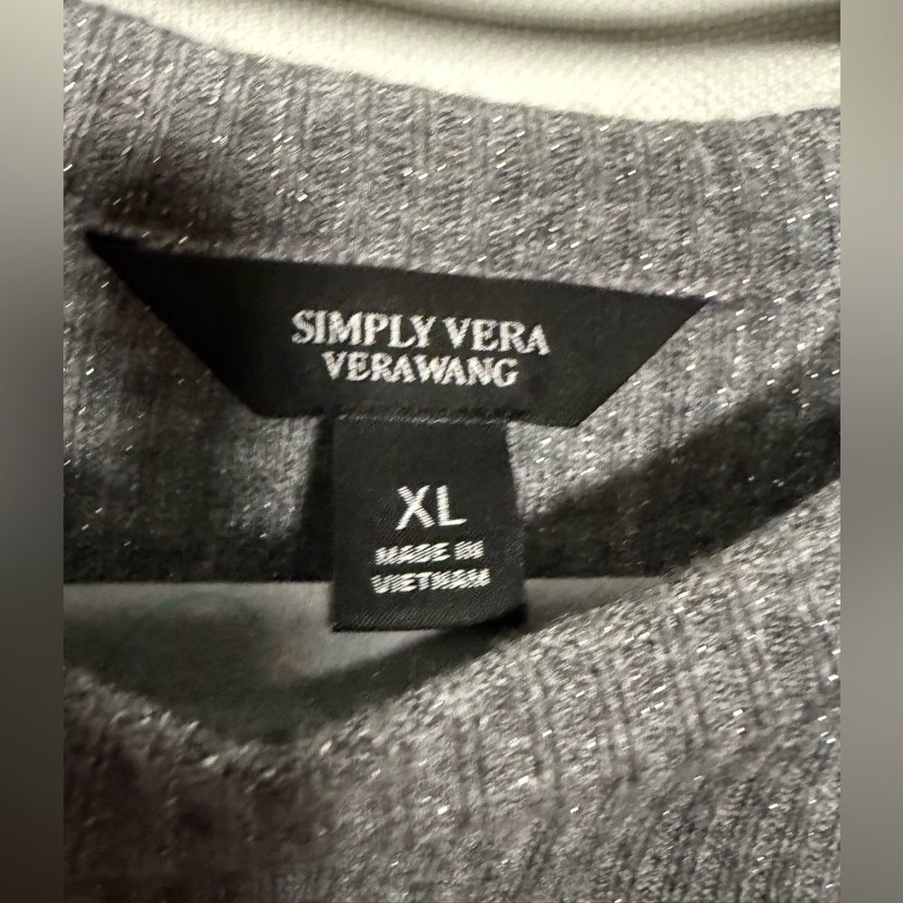 Simply Vera Vera Wang Silver Grey Tie Waist Crewneck Sweater Size XL - Picture 4 of 9